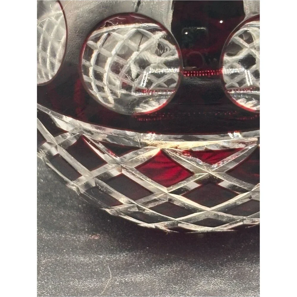 Vintage Bohemian Black Cut to Clear Crystal Votive Candle Holder BEAUTIFUL